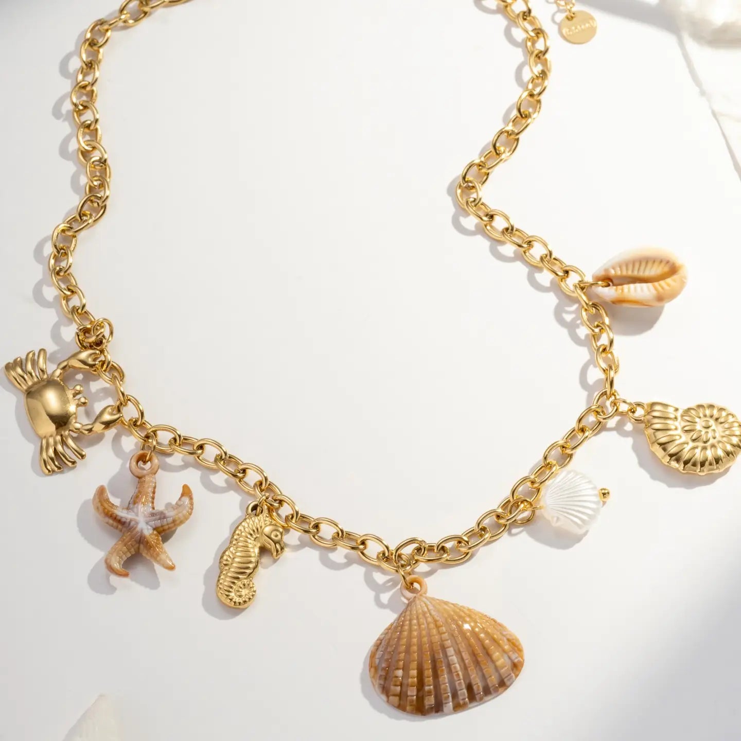 Collana in acciaio inossidabile con ciondoli a conchiglia.