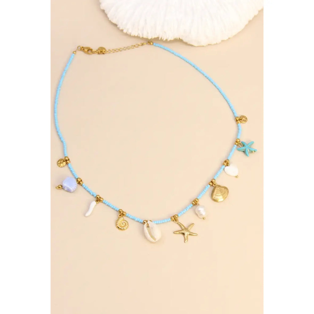 Collana Perle & Ciondoli Marini In Acciaio Inossidabile.
