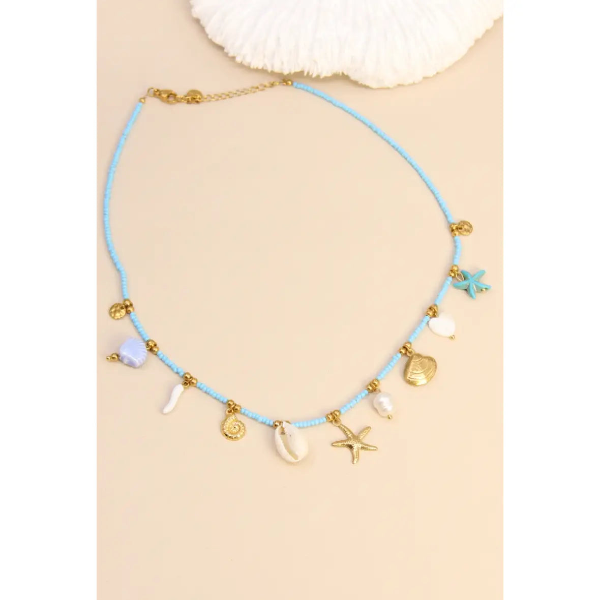 Collana Perle & Ciondoli Marini In Acciaio Inossidabile.