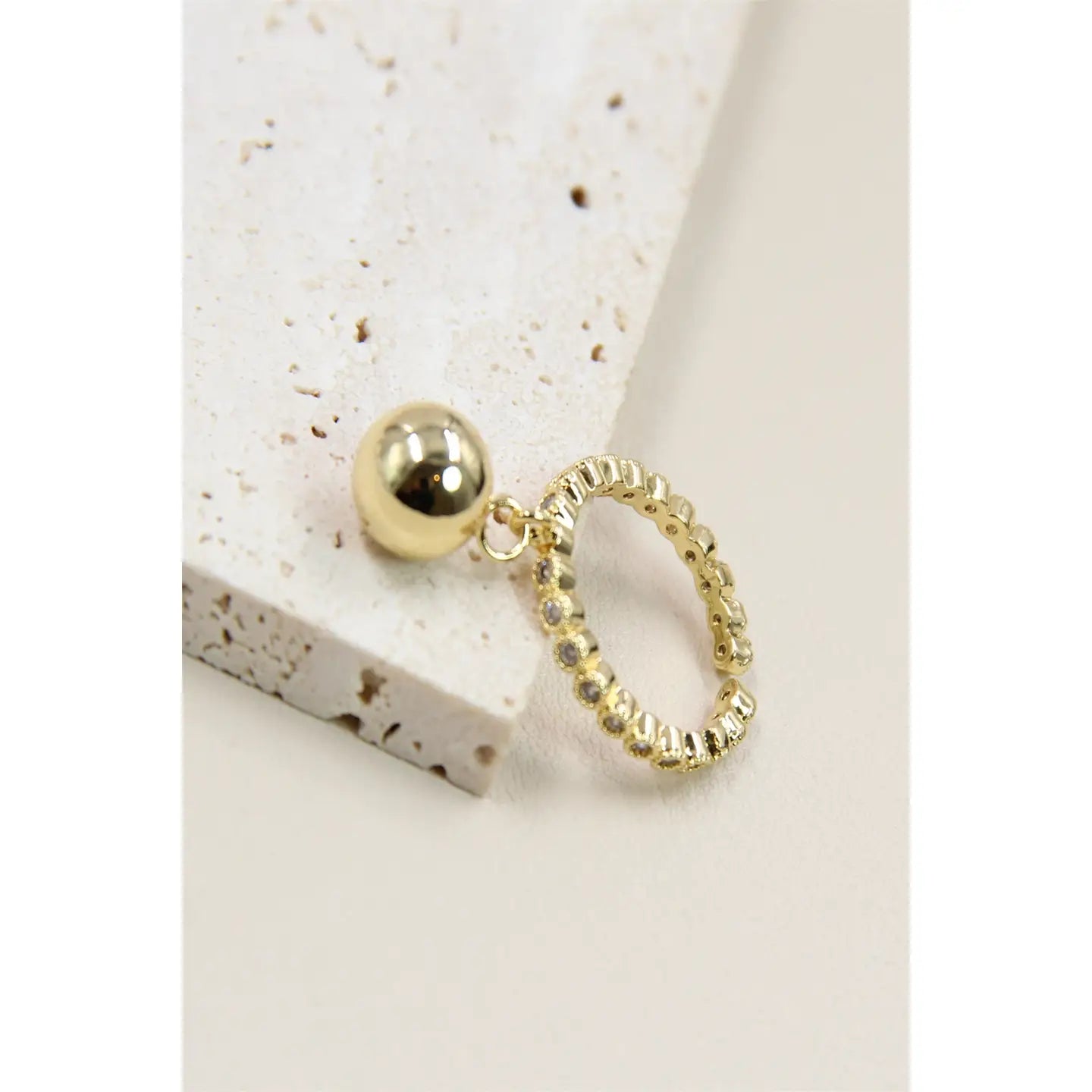 Anello Regolabile con Ciondolo Strass in Acciaio Inossidabile.