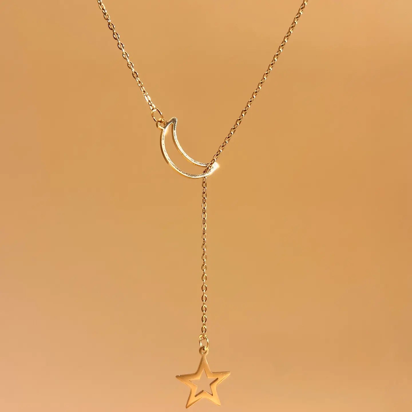 Collana in acciaio inossidabile Pendente Luna e Stella.